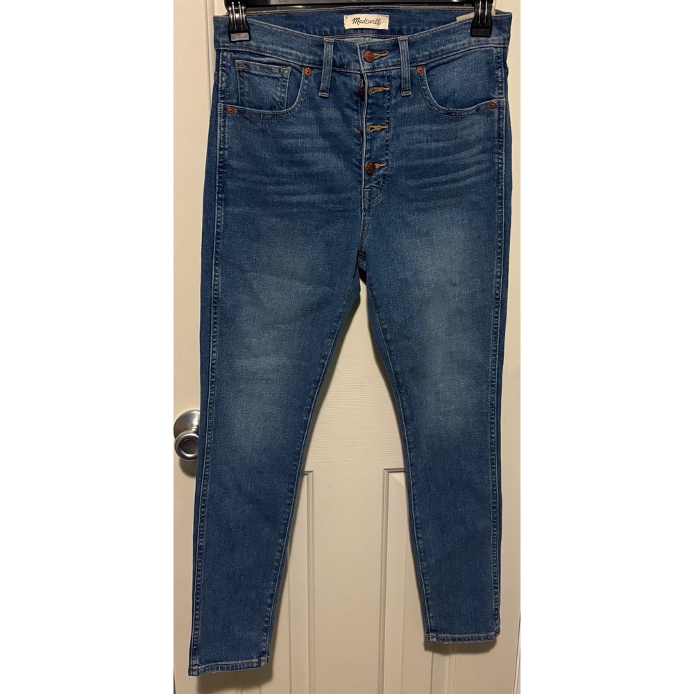 Madewell Women's 10" High-Rise Skinny Jeans in Dewitt Wash Button Fly Sz 29P NWT